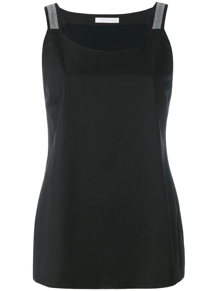 Fabiana Filippi Beaded Trim Tank, Women's, Size: 44, Black, Cotton/spandex/elastane