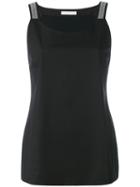 Fabiana Filippi Beaded Trim Tank, Women's, Size: 44, Black, Cotton/spandex/elastane