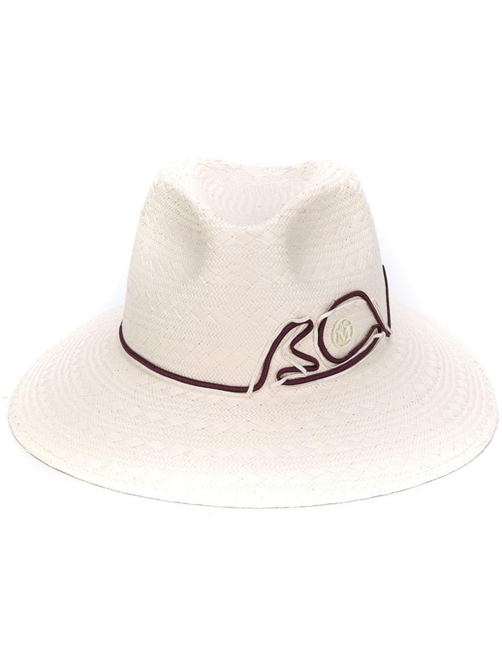 Maison Michel Ribbon Logo Hat - Neutrals