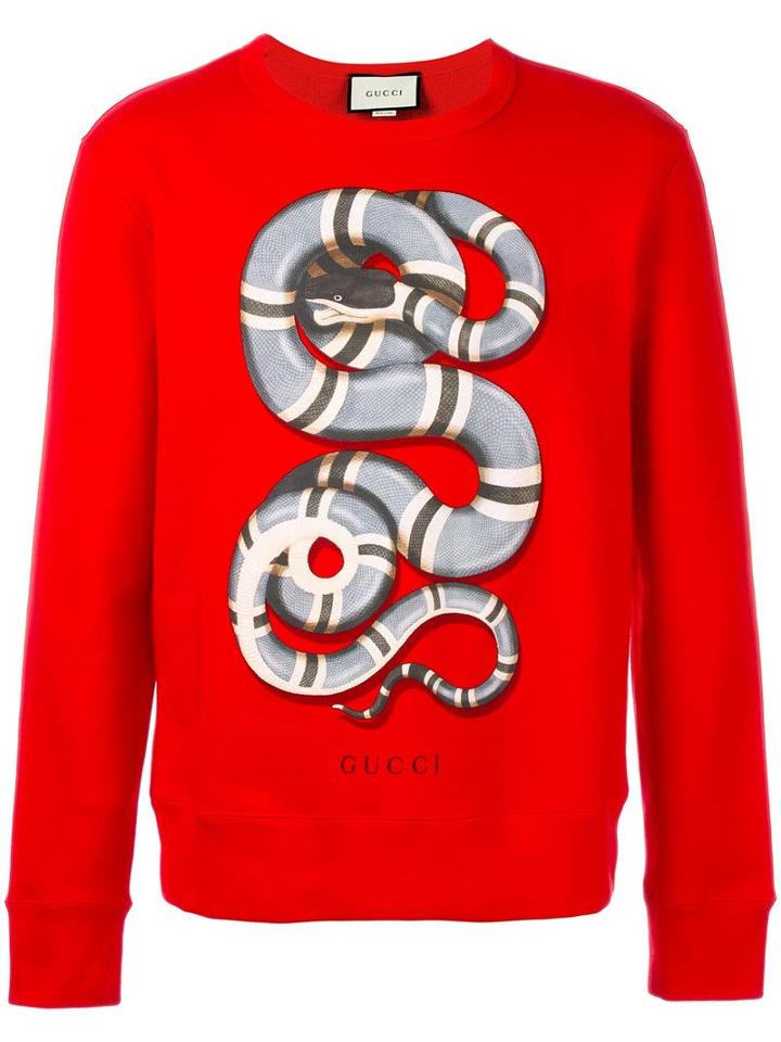 Gucci Kingsnake Print Sweatshirt, Men's, Size: Xl, Red, Cotton