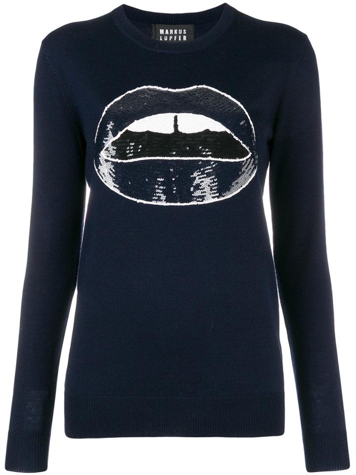 Markus Lupfer Natalie Sequin Lara Lip Sweater - Blue