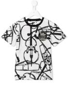 Dolce & Gabbana Kids Violin Print T-shirt, Boy's, Size: 12 Yrs, Black