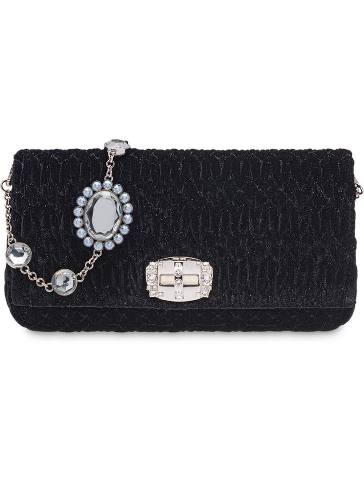 Miu Miu Cloqué Velvet Clutch - Black