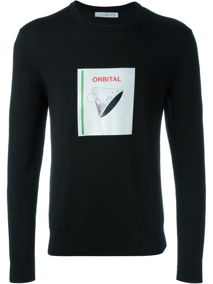 J.w.anderson Orbital Crew-neck Jumper, Men's, Size: Medium, Black, Cotton