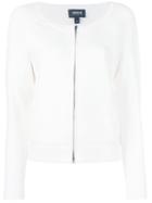Armani Jeans - Collarless Zip Cardigan - Women - Nylon/polyester/spandex/elastane/viscose - 38, Women's, White, Nylon/polyester/spandex/elastane/viscose