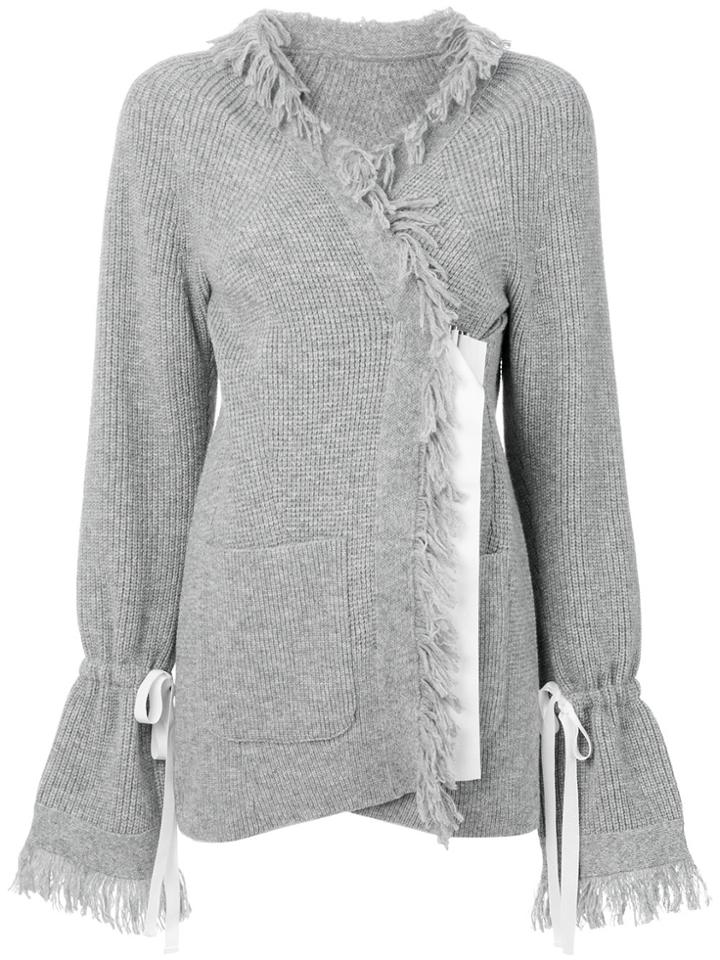 Sacai Frayed Edge Cardigan - Grey