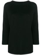 Stefano Mortari Rib Knit Oversized Sweater - Black