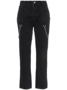 Sandy Liang Marks Chain Embellished Straight Jeans - Black