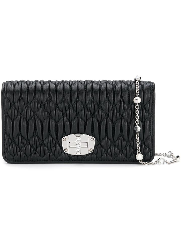 Miu Miu Iconic Crystal Matelassé Clutch - Black