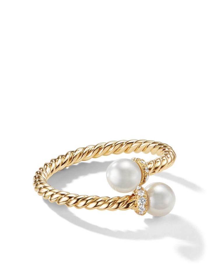 David Yurman 18kt Yellow Gold Petite Solari Bypass Pearl And Diamond
