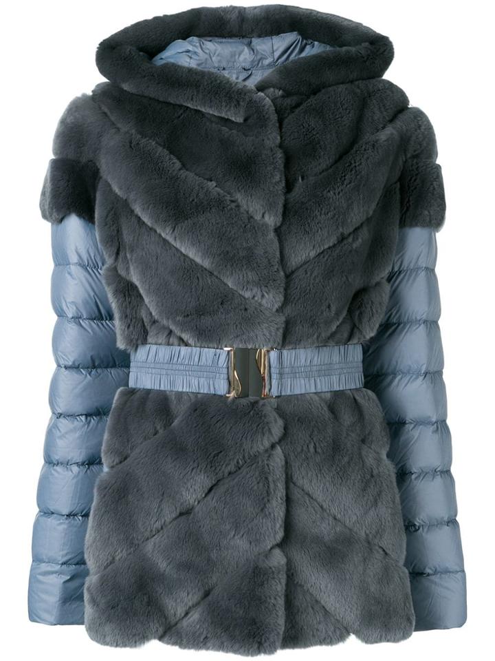 Liska Panelled Puffer Jacket - Blue