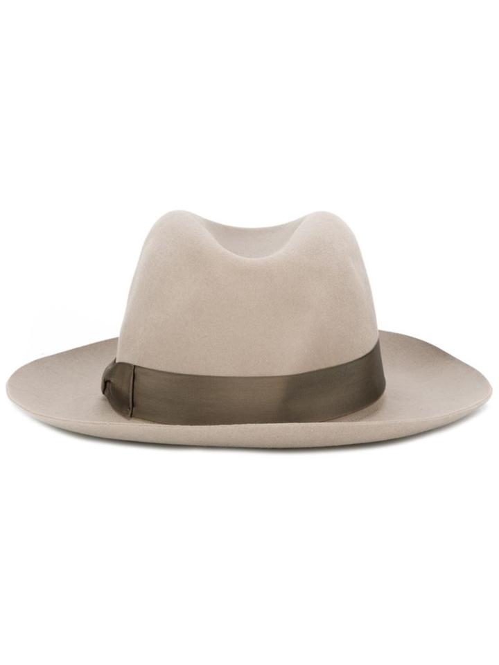 Salvatore Ferragamo Fedora Hat, Women's, Size: 58, Nude/neutrals, Rabbit Fur Felt