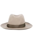 Salvatore Ferragamo Fedora Hat, Women's, Size: 58, Nude/neutrals, Rabbit Fur Felt