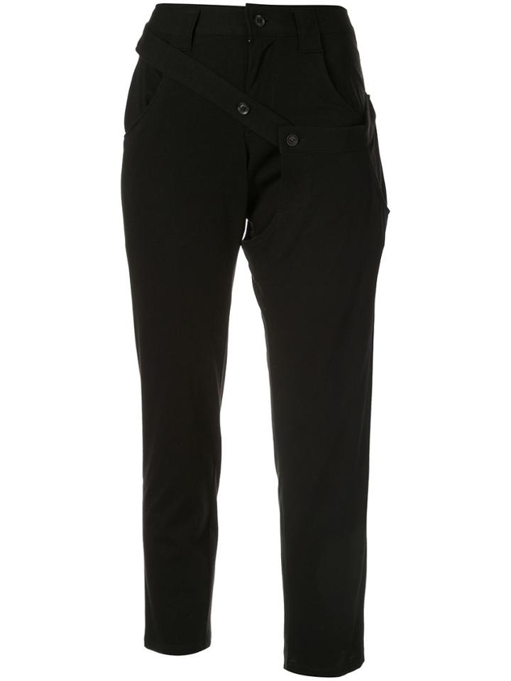 Yohji Yamamoto Cropped Slim Fit Trousers - Black