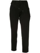 Yohji Yamamoto Cropped Slim Fit Trousers - Black