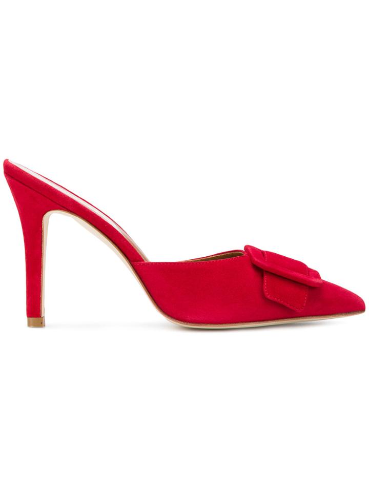 Paris Texas Buckled Mules - Red