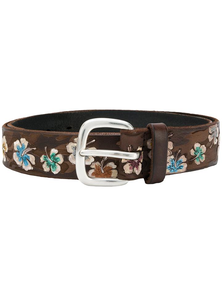 Orciani Floral Detail Belt - Brown