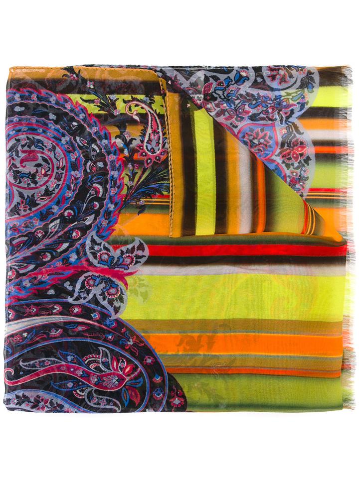 Etro - Multi Prints Scarf - Women - Silk - One Size, Women's, Pink/purple, Silk