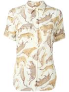 Equipment Buttoned Feline Print Shirt
