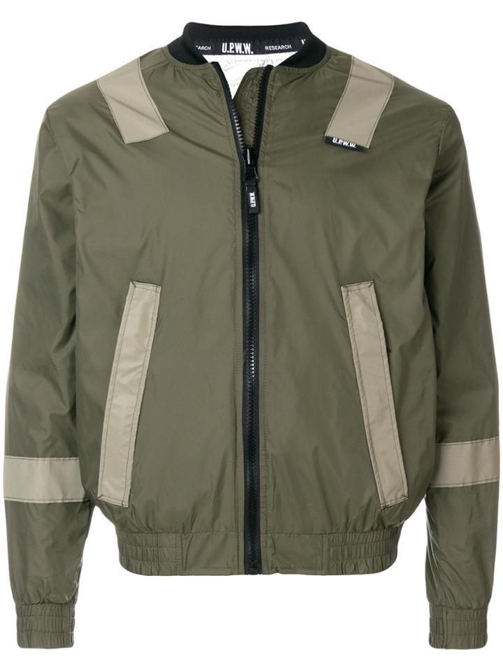 Upww Contrast Strip Bomber Jacket - Green