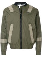 Upww Contrast Strip Bomber Jacket - Green