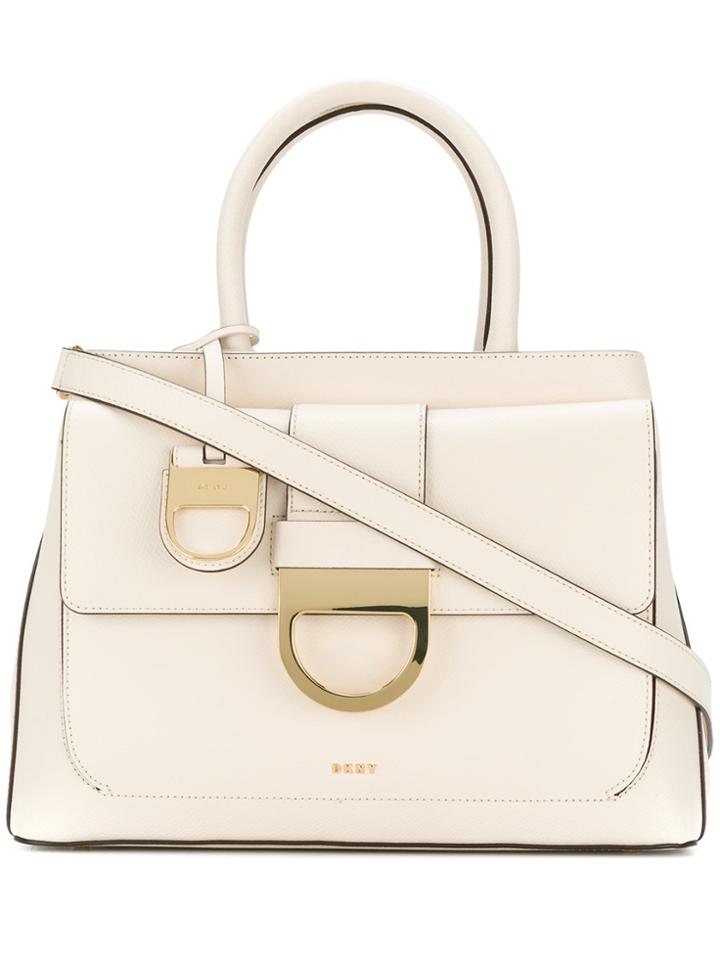Dkny Buckle Cross-body Tote - White