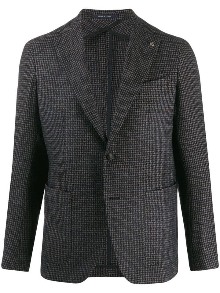 Tagliatore Houndstooth Pattern Blazer - Blue