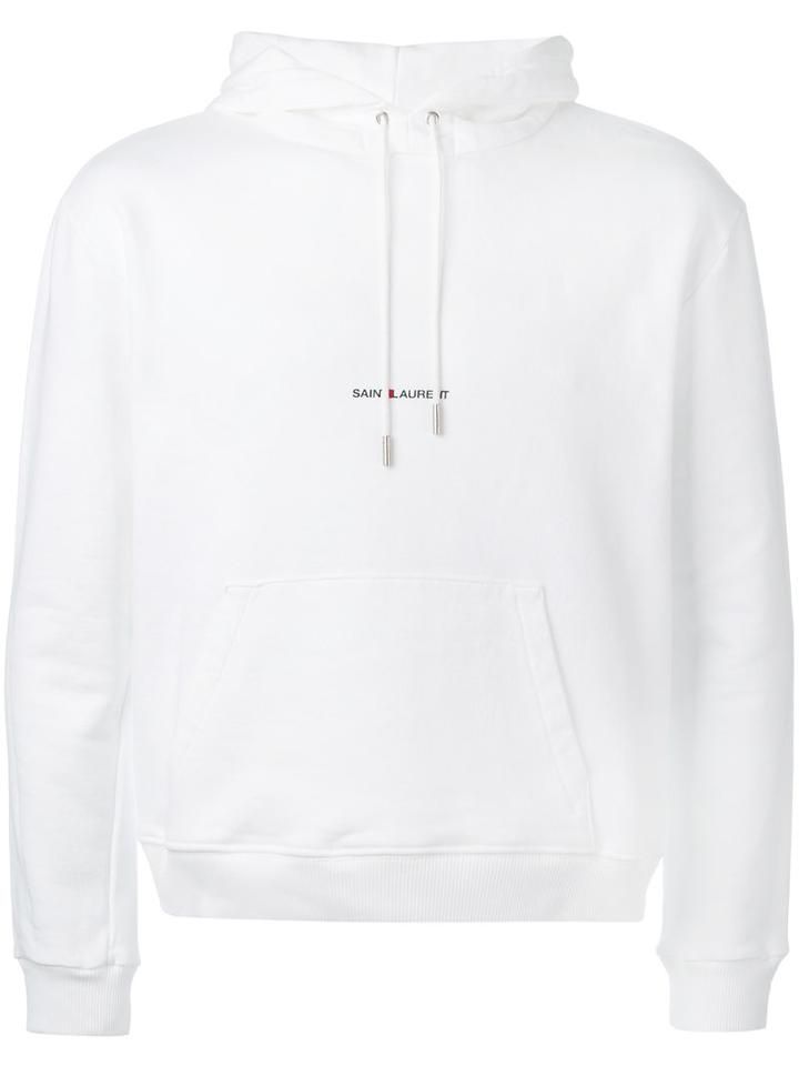 Saint Laurent - Logo Hoodie - Men - Cotton - S, White, Cotton
