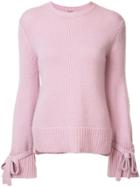 Adam Lippes Crewneck Sweater With Bell Sleeve - Pink & Purple