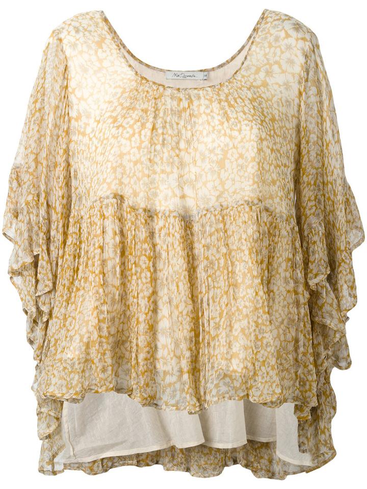 Mes Demoiselles Ruffle Floral Print Blouse, Women's, Size: 38, Yellow/orange, Cotton/viscose