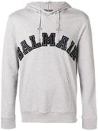Balmain Branded Hoodie - Grey