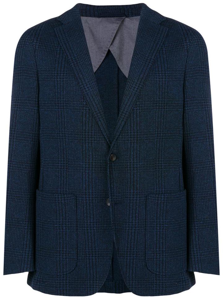 Hackett Check Pattern Blazer - Blue
