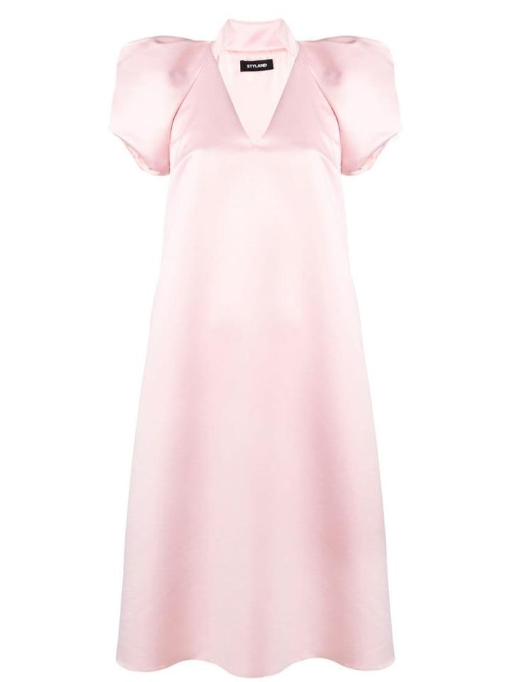 Styland Puff Sleeve Dress - Pink