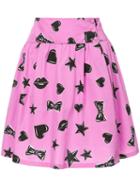 Moschino - Heart And Star Print Skater Skirt - Women - Cotton/silk - 42, Pink/purple, Cotton/silk