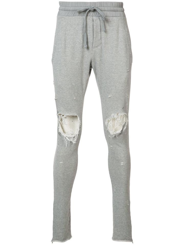 Amiri Distressed Track Pants, Men's, Size: Medium, Grey, Cotton