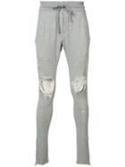 Amiri Distressed Track Pants, Men's, Size: Medium, Grey, Cotton