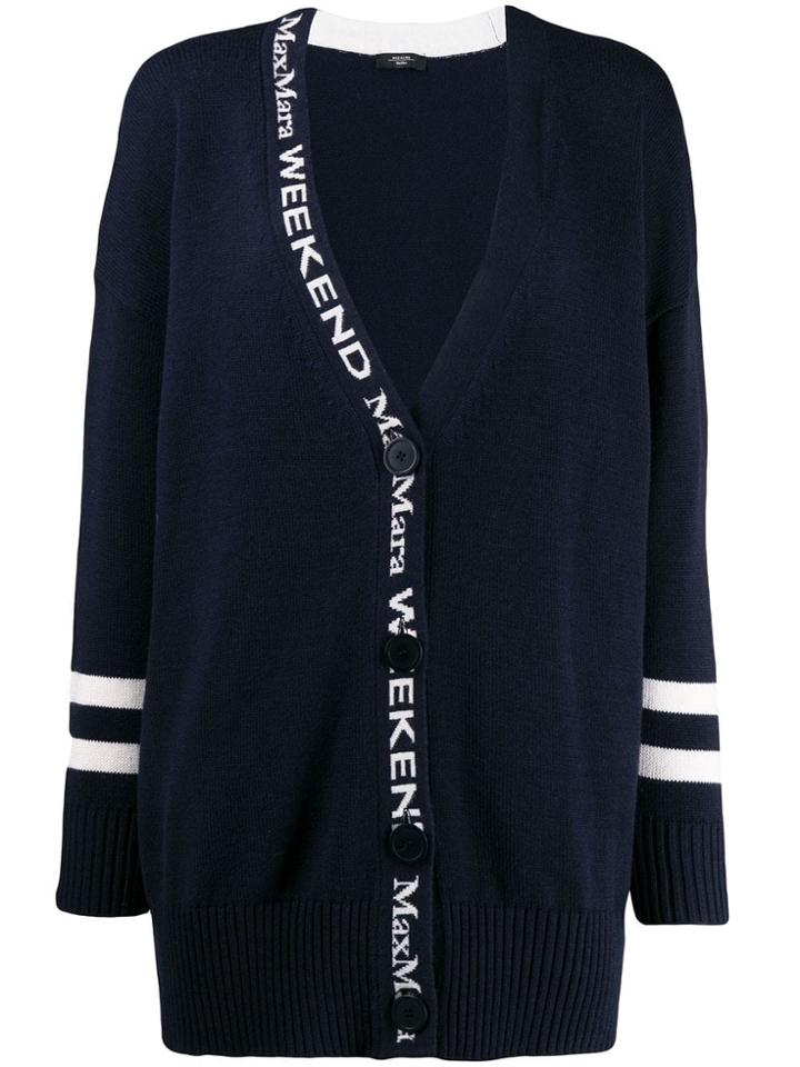 Weekend Max Mara Logo Lined Cardigan - Blue