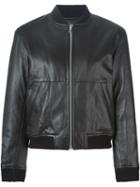 T By Alexander Wang Leather Bomber Jacket, Women's, Size: 2, Black, Lamb Skin/viscose/polyester
