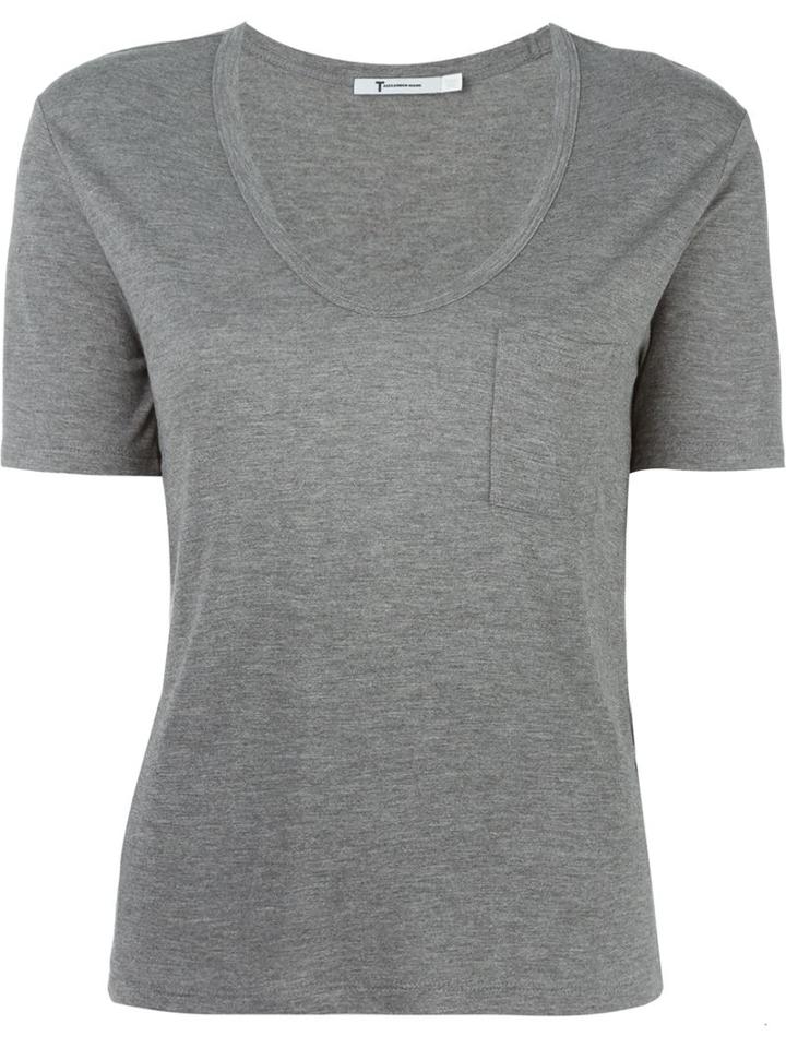 T By Alexander Wang Scoop Neck T-shirt, Women's, Size: Small, Grey, Rayon