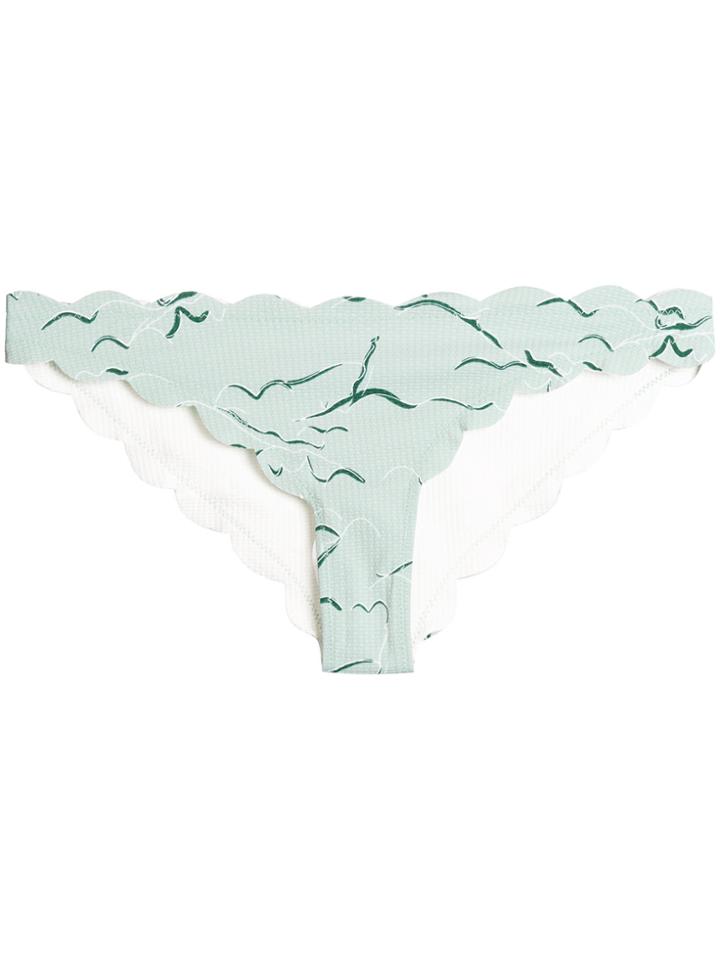 Marysia Printed Scalloped Trim Bikini Briefs - Green