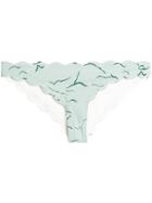Marysia Printed Scalloped Trim Bikini Briefs - Green