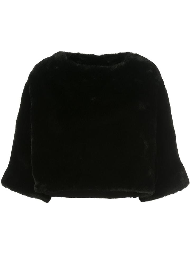 Jocelyn Cropped Faux-fur Jacket - Black