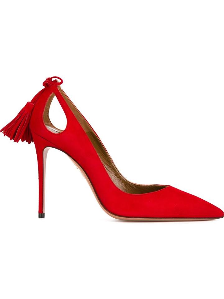 Aquazzura Forever Marilyn 105 Pumps, Women's, Size: 41, Red, Suede/leather