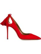 Aquazzura Forever Marilyn 105 Pumps, Women's, Size: 41, Red, Suede/leather
