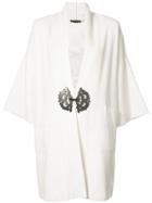 Natori Embroidered Dragon Back Cardi-coat - White