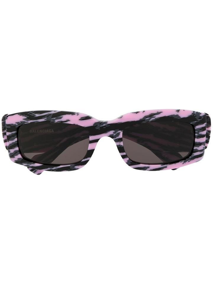 Balenciaga Eyewear Square Frame Abstract Print Sunglasses - Pink