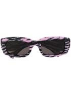 Balenciaga Eyewear Square Frame Abstract Print Sunglasses - Pink