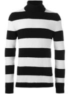 Laneus Turtle Neck Striped Pullover, Men's, Size: 46, Black, Polyamide/spandex/elastane/alpaca/merino
