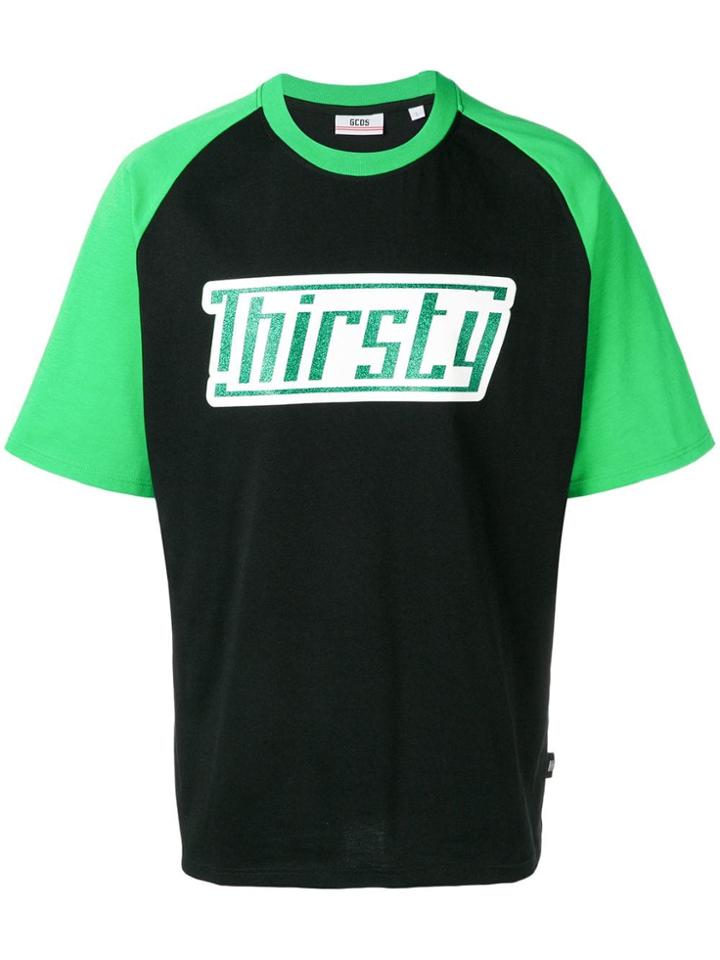 Gcds Contrast Sleeve Graphic T-shirt - Black