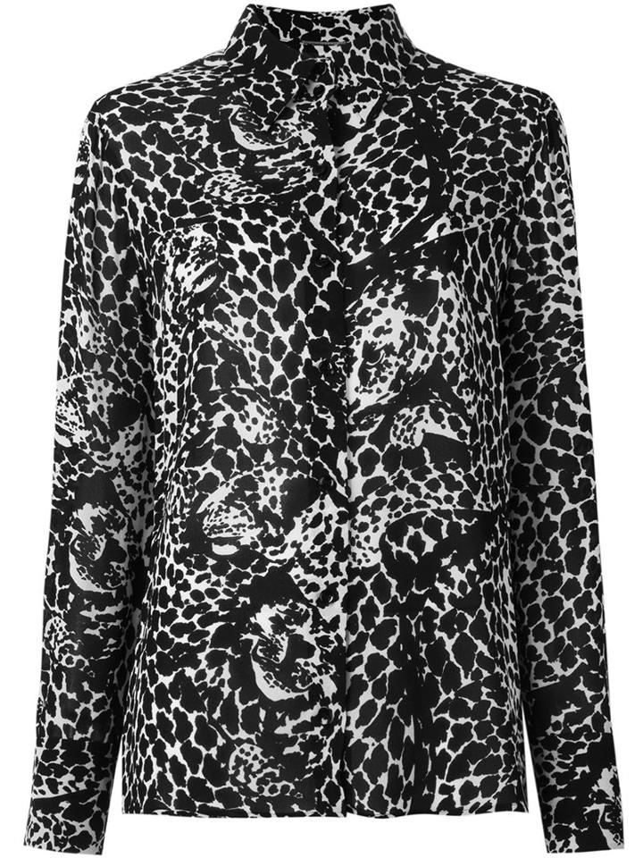 Saint Laurent Leopard Print Shirt, Women's, Size: 42, Black, Viscose
